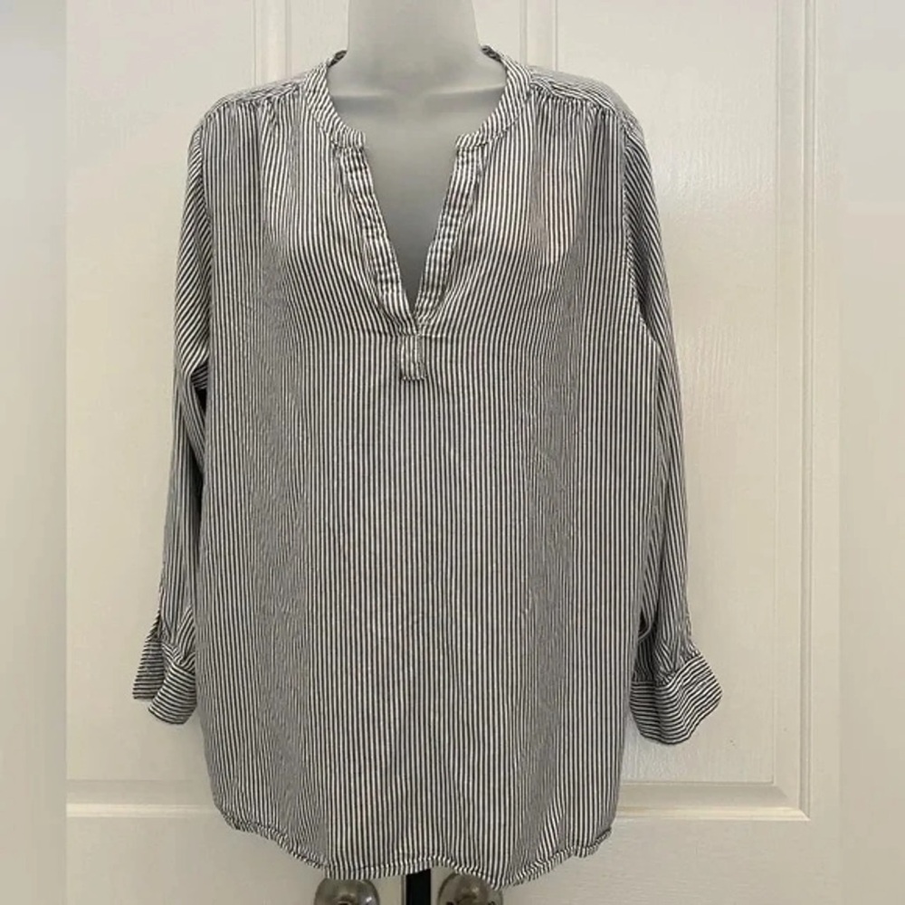 Workshop Republic Clothing Black and White Striped Blouse